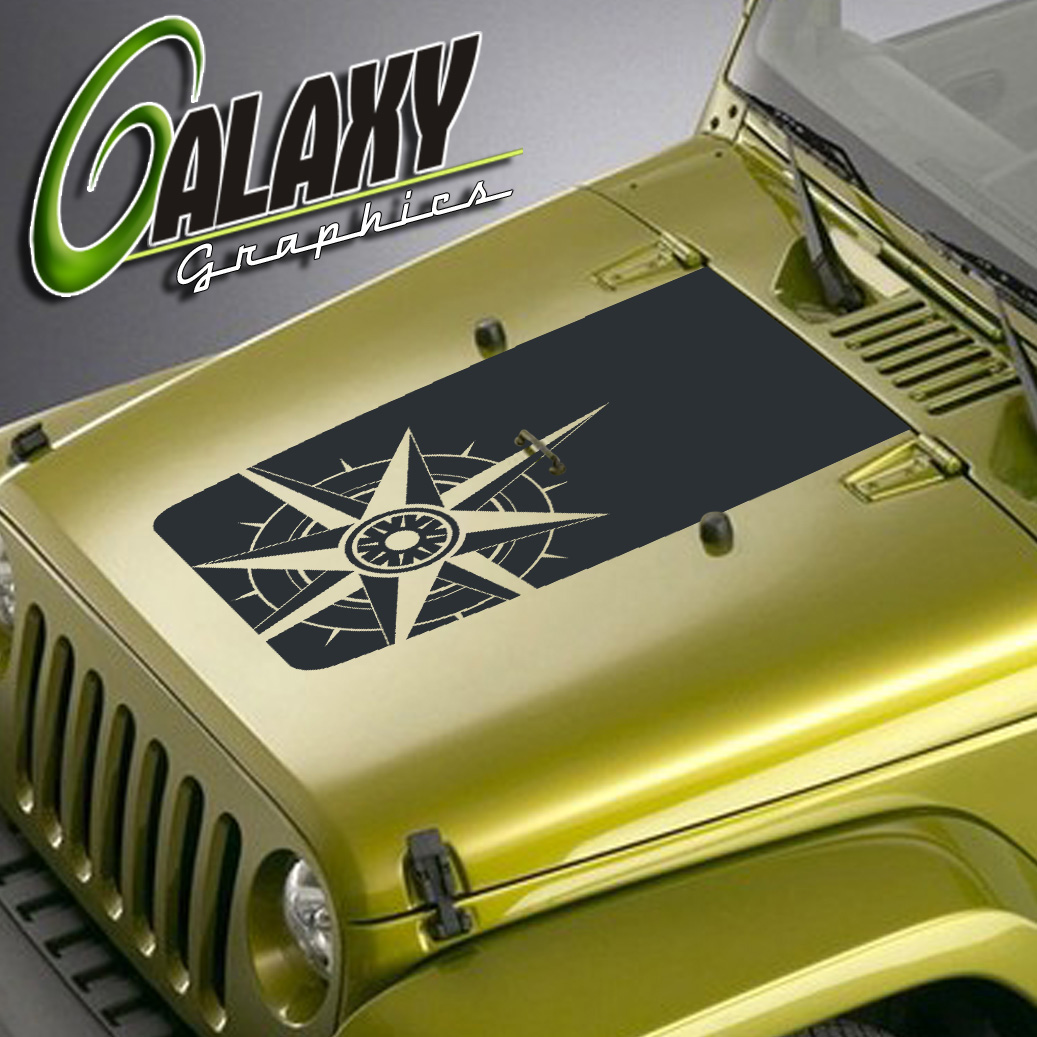 Jeep Wrangler Blackout Compass Hood Decal Matte Black Vinyl Sticker eBay